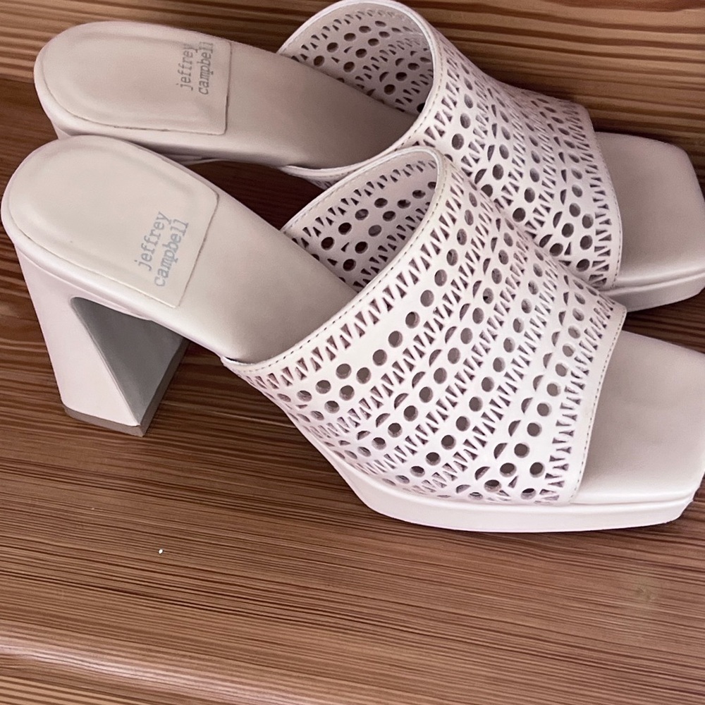 Jeffrey Campbell Cream Cutout Mules